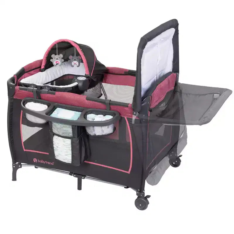 Nursery Center Playard For Twins - Cozy Berry: Materassino in schiuma, Struttura in metallo, Capacità 30 libbre