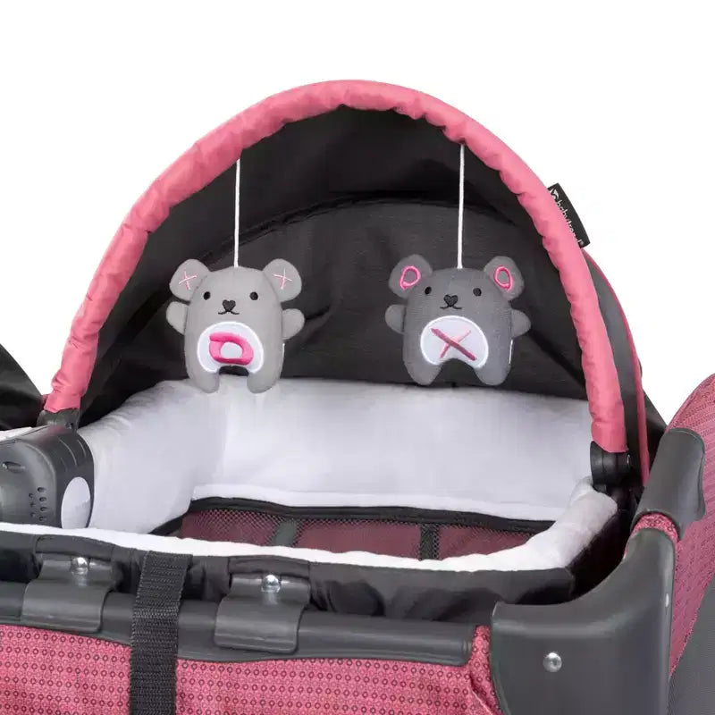 Nursery Center Playard For Twins - Cozy Berry: Materassino in schiuma, Struttura in metallo, Capacità 30 libbre