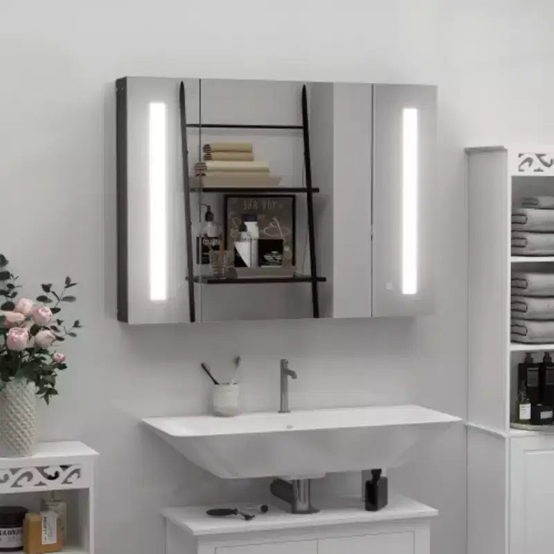 Pensile da bagno con specchio sottile e illuminazione a LED regolabile - Design ispirato alle spa