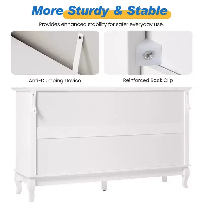 Cassettiera per camera da letto, cassettiera moderna a 7 cassetti con gambe in legno massello e finitura verniciata, ideale per la cameretta, il soggiorno, il corridoio