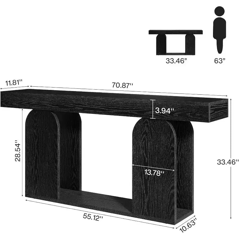 Tavolo da divano extra lungo da 180 cm, tavolo in legno a 2 ripiani da mettere dietro al divano per il soggiorno