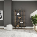 Libreria moderna 72'' con 5 ripiani - Legno marrone e struttura in metallo dorato
