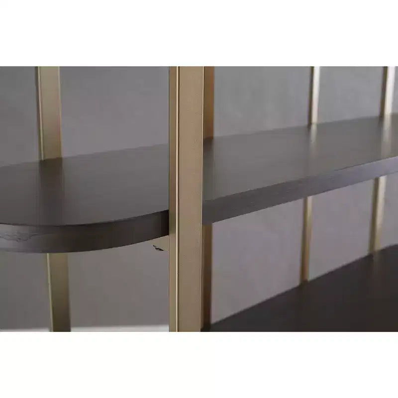 Libreria moderna 72'' con 5 ripiani - Legno marrone e struttura in metallo dorato