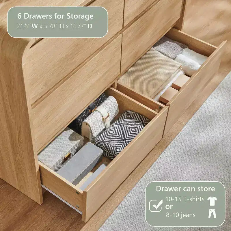 Cassettiera a 6 cassetti per camera da letto, cassettiere e comò moderni larghezza 120 cm