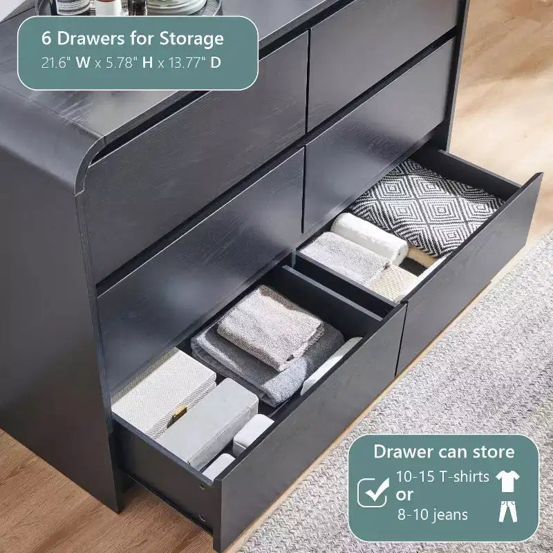 Cassettiera a 6 cassetti per camera da letto, cassettiere e comò moderni larghezza 120 cm