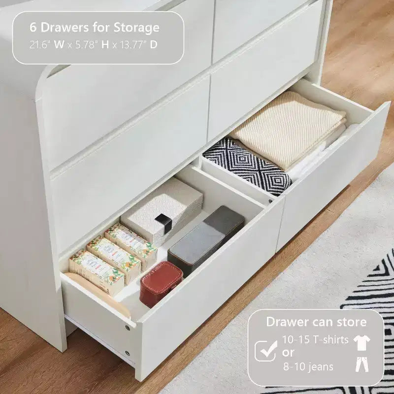 Cassettiera a 6 cassetti per camera da letto, cassettiere e comò moderni larghezza 120 cm