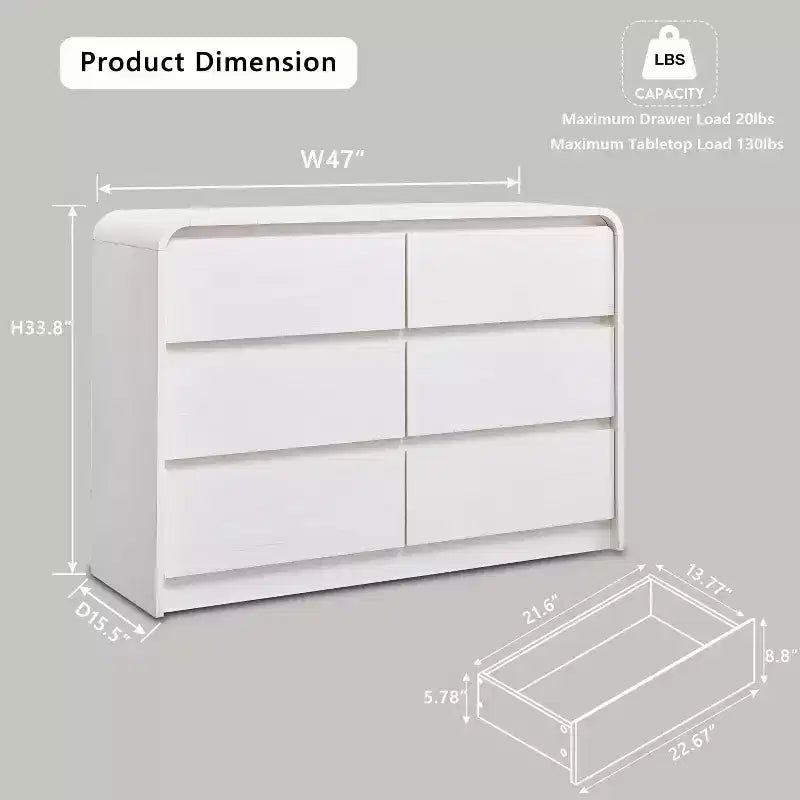 Cassettiera a 6 cassetti per camera da letto, cassettiere e comò moderni larghezza 120 cm