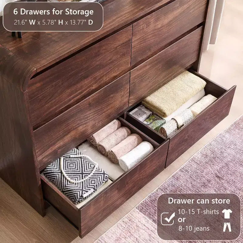 Cassettiera a 6 cassetti per camera da letto, cassettiere e comò moderni larghezza 120 cm
