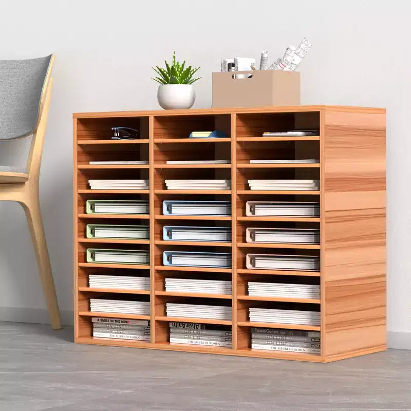 Organizzatore per documenti in legno a 27 scomparti, ripiani regolabili, centro posta in fibra di legno a media densità, archivio per ufficio casa scuola, bianco