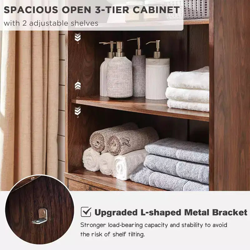 Mobile alto 183 cm per bagno stile fattoria, con ripiani regolabili, porta scorrevole a granaio e 2 cassetti per bagno, soggiorno, cucina