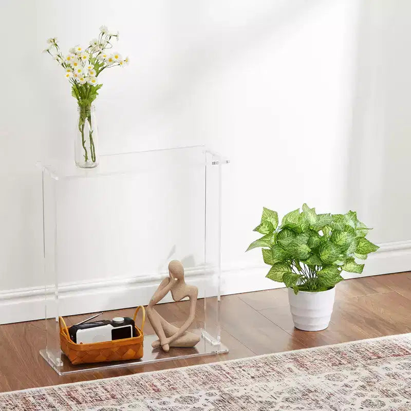 Acrylic Narrow Console Table for Entryway - Clear Acrylic Table
