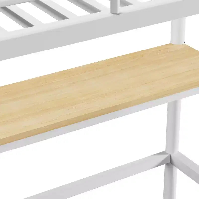 Letto a soppalco in metallo con scrivania, nero/bianco, a castello