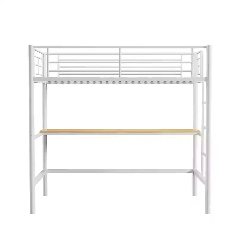 Letto a soppalco in metallo con scrivania, nero/bianco, a castello