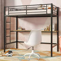 VECELO Twin Metal Loft Bed with Desk Black/White Bunk Bed