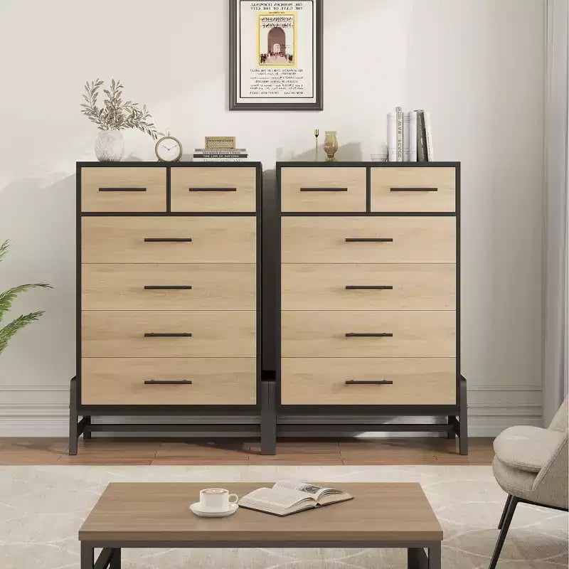 Comò 4+2 per camera da letto, comò alto 46,6, cassettiera alta con contenitore indipendente, armadio in legno con cassetti