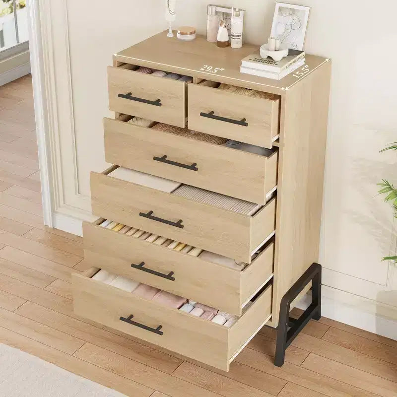 Comò 4+2 per camera da letto, comò alto 46,6, cassettiera alta con contenitore indipendente, armadio in legno con cassetti