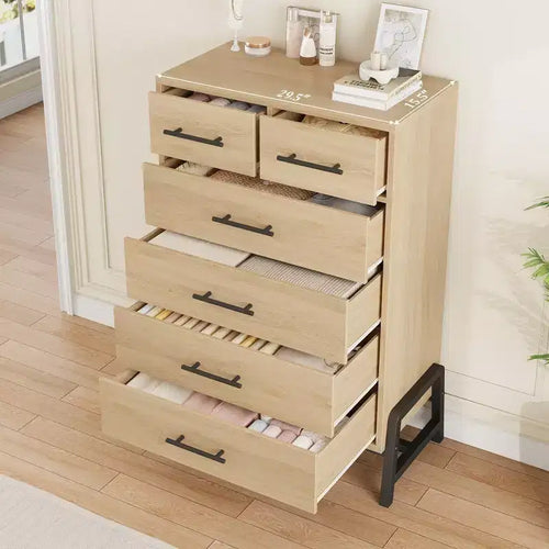 Comò 4+2 per camera da letto, comò alto 46,6, cassettiera alta con contenitore indipendente, armadio in legno con cassetti