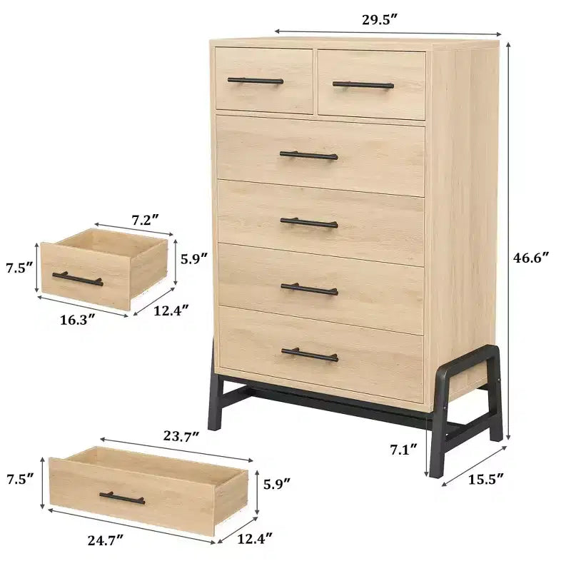 Comò 4+2 per camera da letto, comò alto 46,6, cassettiera alta con contenitore indipendente, armadio in legno con cassetti