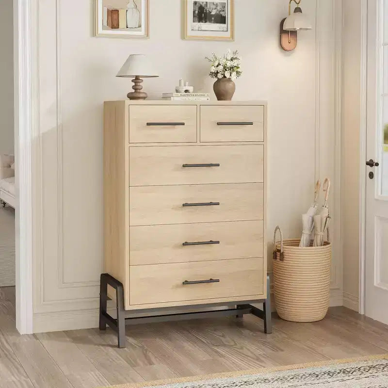 Comò 4+2 per camera da letto, comò alto 46,6, cassettiera alta con contenitore indipendente, armadio in legno con cassetti