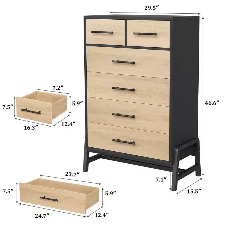 Comò 4+2 per camera da letto, comò alto 46,6, cassettiera alta con contenitore indipendente, armadio in legno con cassetti