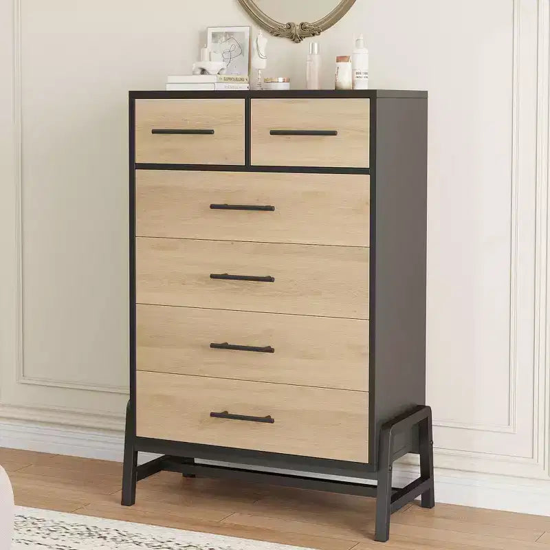 Comò 4+2 per camera da letto, comò alto 46,6, cassettiera alta con contenitore indipendente, armadio in legno con cassetti