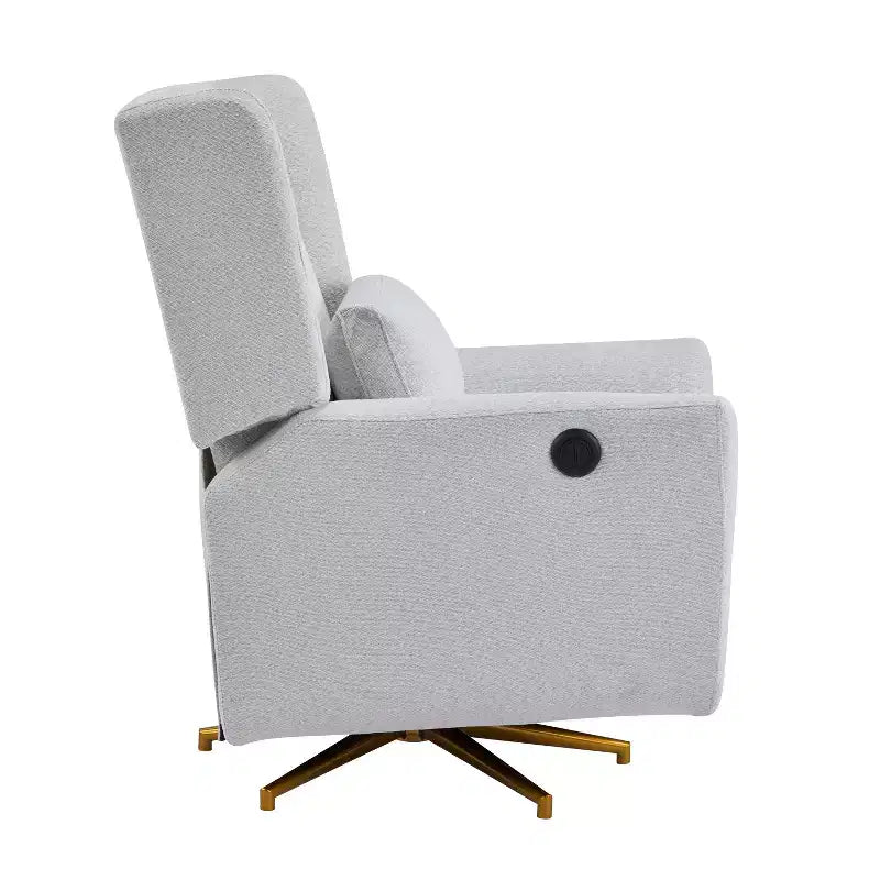 Poltrona reclinabile girevole a 360° e con meccanismo elettrico, imbottita, dal design contemporaneo