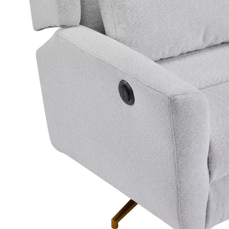 Poltrona reclinabile girevole a 360° e con meccanismo elettrico, imbottita, dal design contemporaneo