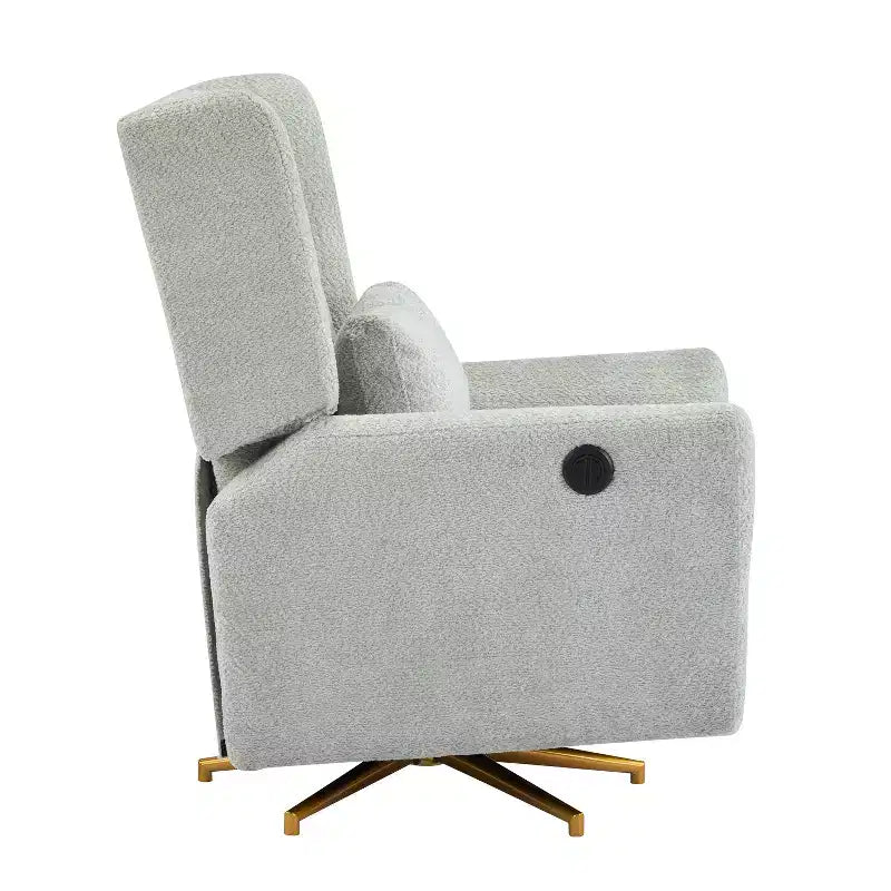 Poltrona reclinabile girevole a 360° e con meccanismo elettrico, imbottita, dal design contemporaneo