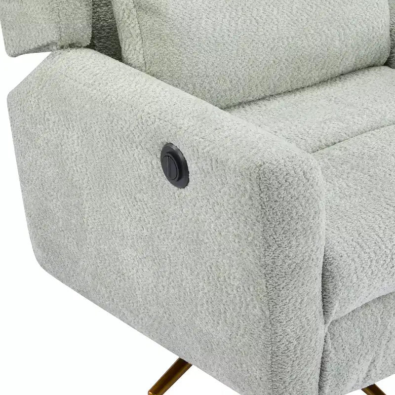 Poltrona reclinabile girevole a 360° e con meccanismo elettrico, imbottita, dal design contemporaneo