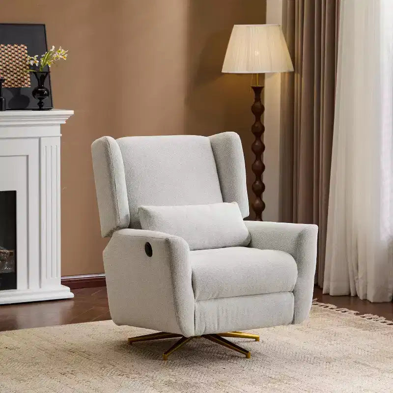 Poltrona reclinabile girevole a 360° e con meccanismo elettrico, imbottita, dal design contemporaneo