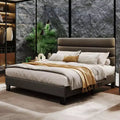 GustoWave Bed Frame with Adjustable Headboard, Wooden Slats Support