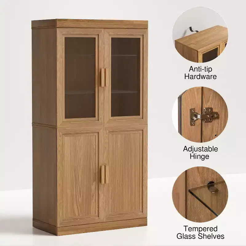 Dispensa Autoportante in Legno Organizzatore per Cucina con Ripiani e Ante Grande Capacità