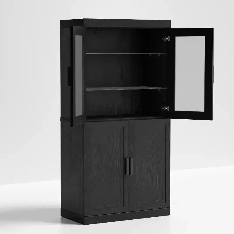 Dispensa Autoportante in Legno Organizzatore per Cucina con Ripiani e Ante Grande Capacità