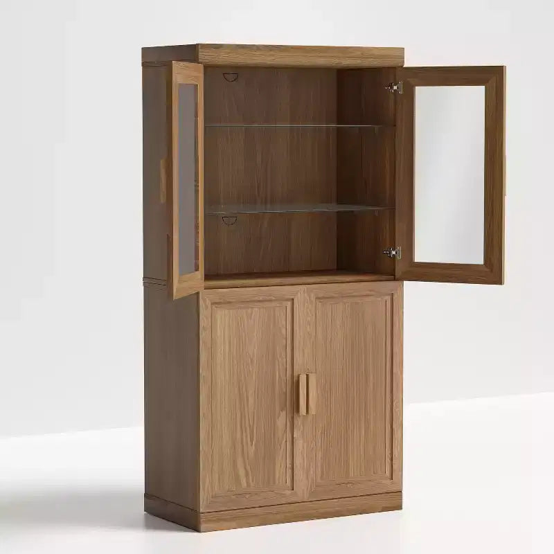 Dispensa Autoportante in Legno Organizzatore per Cucina con Ripiani e Ante Grande Capacità