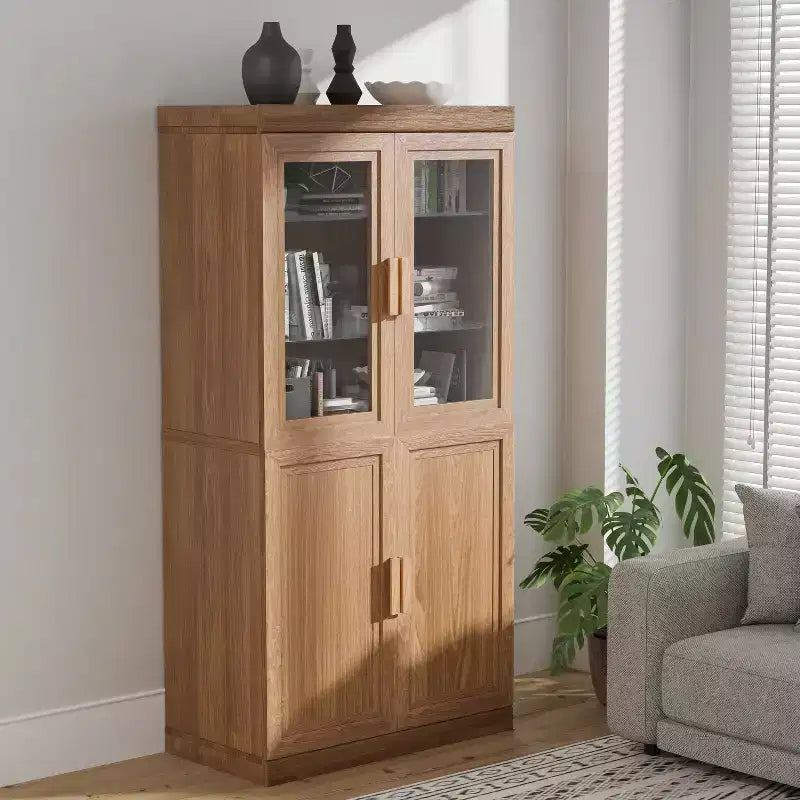 Dispensa Autoportante in Legno Organizzatore per Cucina con Ripiani e Ante Grande Capacità