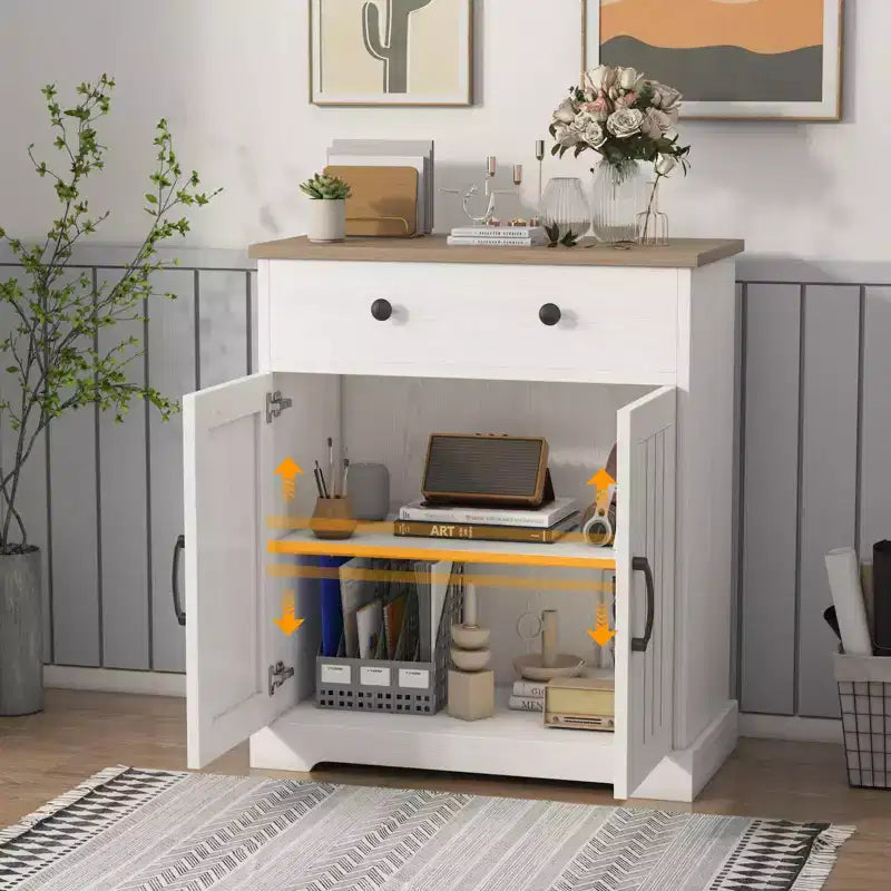 Mobile credenza da cucina, moderna credenza contenitore, mobile bar per caffè con 2 cassetti e 2 ante, credenza a pavimento