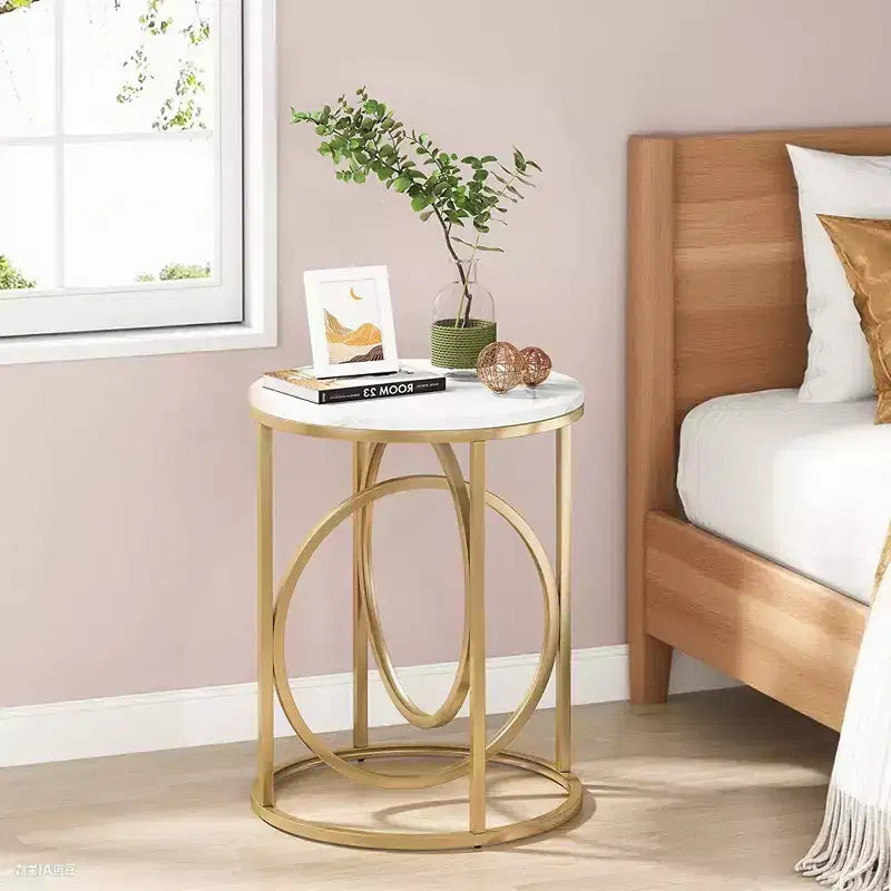 MAYEERTY 2-Tier End Table Solid Wood Frame Stable & Crack-Resistant