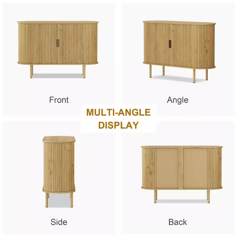 47 Credenza Buffet, Tre ripiani regolabili in altezza, Anta scorrevole, Mobiletto accentato moderno di metà secolo per cucina, soggiorno, ingresso