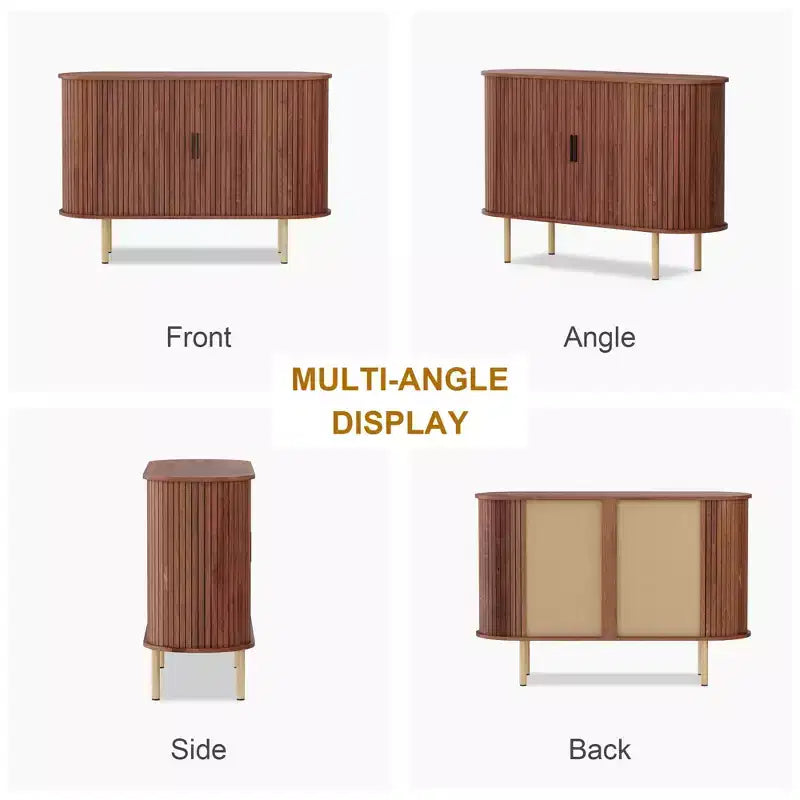 47 Credenza Buffet, Tre ripiani regolabili in altezza, Anta scorrevole, Mobiletto accentato moderno di metà secolo per cucina, soggiorno, ingresso