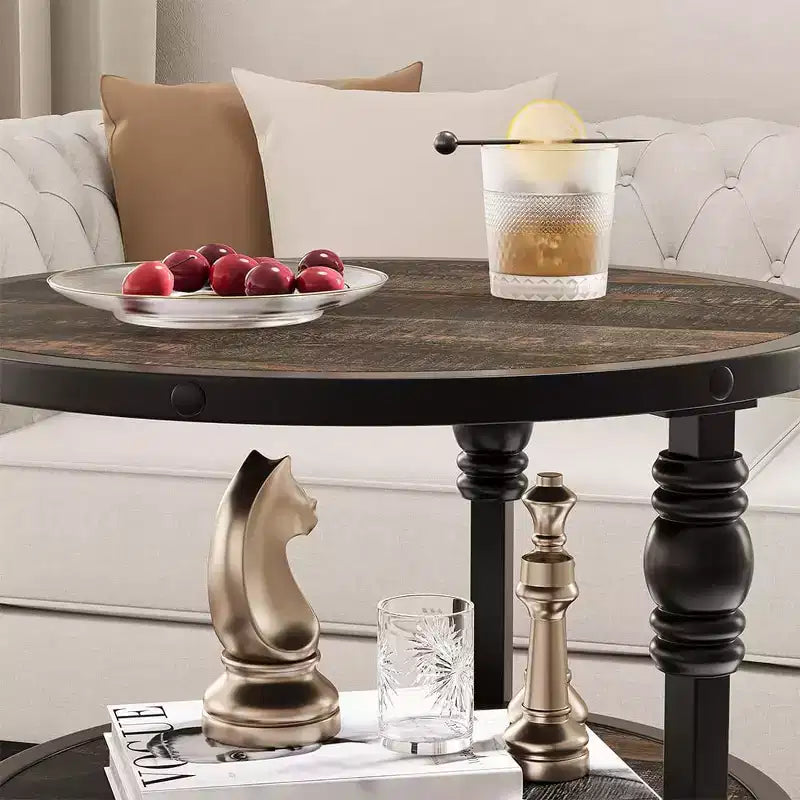 Tavolino rotondo a 3 livelli, tavolino con ripiani aperti in stile moderno di metà secolo, comodino con struttura in metallo per camera da letto, soggiorno, ingresso (45,7x45,7x61 cm)