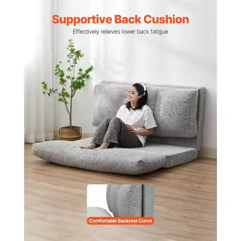 Divano Letto Pieghevole, Divano Letto Pieghevole 3-in-1 con Rivestimento Lavabile, Poltrona Letto Trasformabile in Memory Foam ad Alta Densità 25D, Grigio Chiaro (Full)