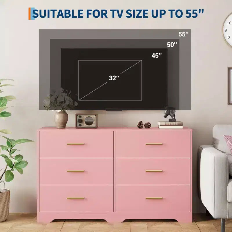 Comò per camera da letto, Comò moderno a 6 cassetti per camera da letto, Ampio cassettone in legno con maniglie in metallo per ingresso, corridoio, soggiorno