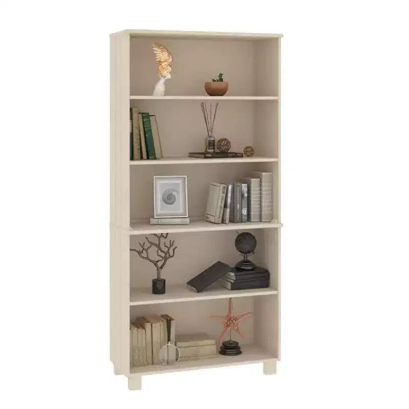 Credenza alta HAMAR in legno massello di pino color miele, robusta credenza con ampio spazio di archiviazione