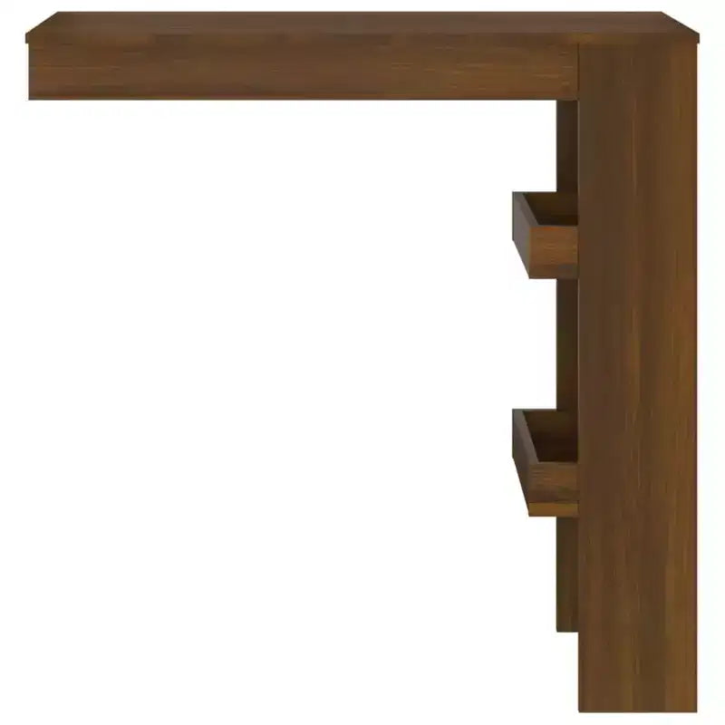 Tavolo da bar a parete in rovere marrone - Tavolo da bar in legno ingegnerizzato stile moderno con due scomparti - Durevole, resistente - Richiede montaggio