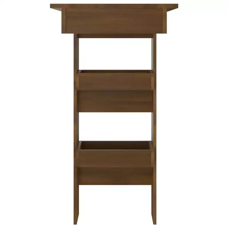 Tavolo da bar a parete in rovere marrone - Tavolo da bar in legno ingegnerizzato stile moderno con due scomparti - Durevole, resistente - Richiede montaggio