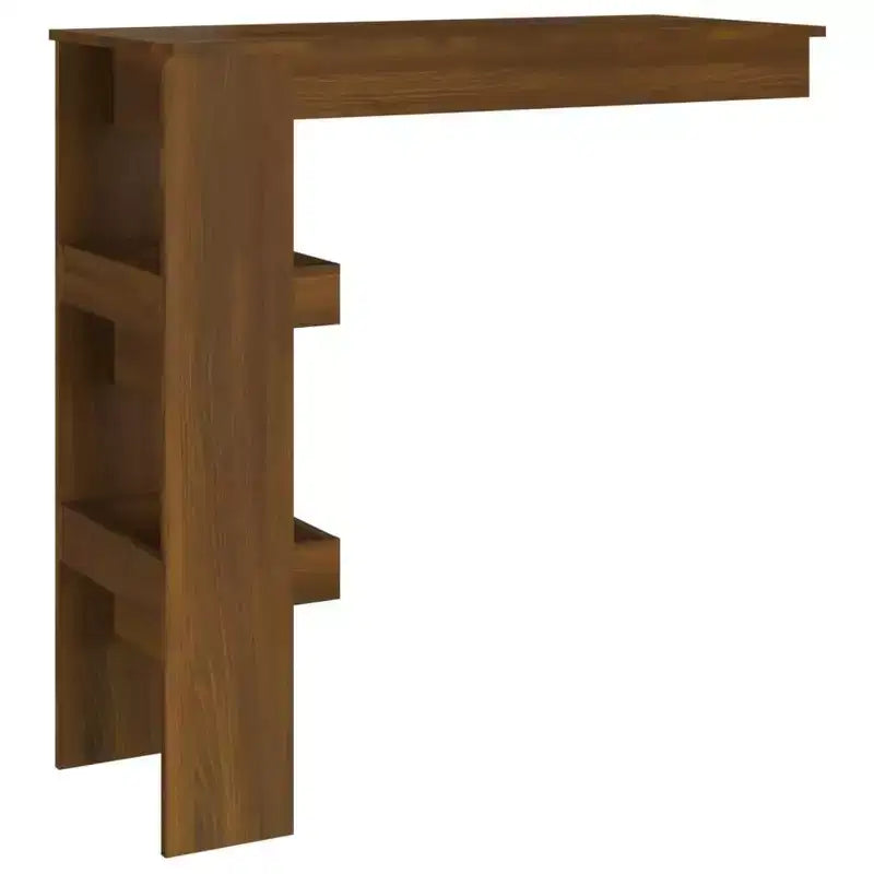 Tavolo da bar a parete in rovere marrone - Tavolo da bar in legno ingegnerizzato stile moderno con due scomparti - Durevole, resistente - Richiede montaggio