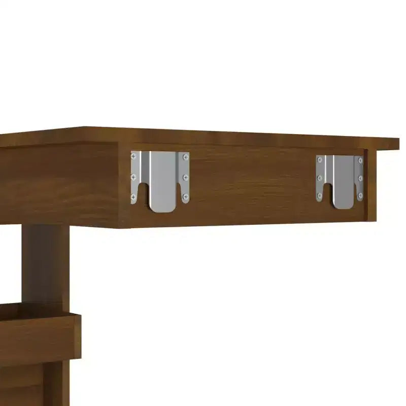 Tavolo da bar a parete in rovere marrone - Tavolo da bar in legno ingegnerizzato stile moderno con due scomparti - Durevole, resistente - Richiede montaggio