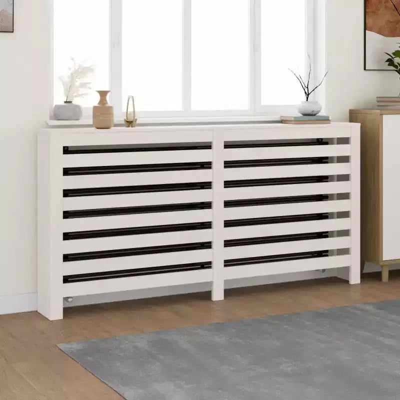 Copritermosifone - Scaffale Decorativo in Legno Massello di Pino Bianco con Design a Doghe Moderne, Dimensioni 66.5x7.5x33.1