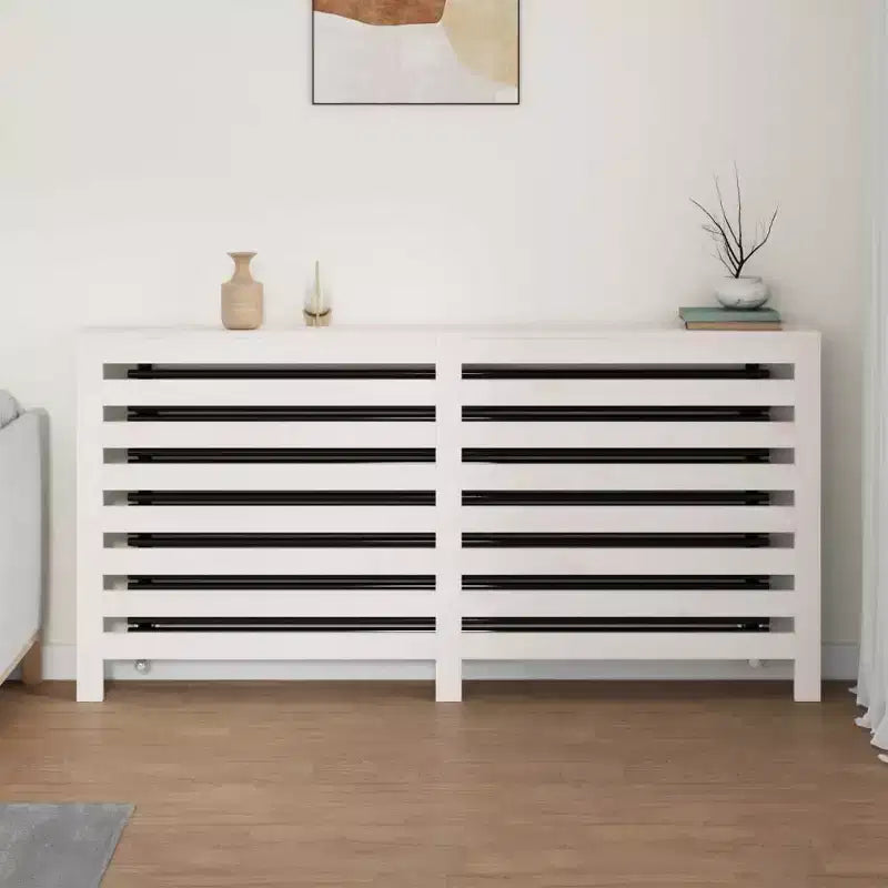 Copritermosifone - Scaffale Decorativo in Legno Massello di Pino Bianco con Design a Doghe Moderne, Dimensioni 66.5x7.5x33.1