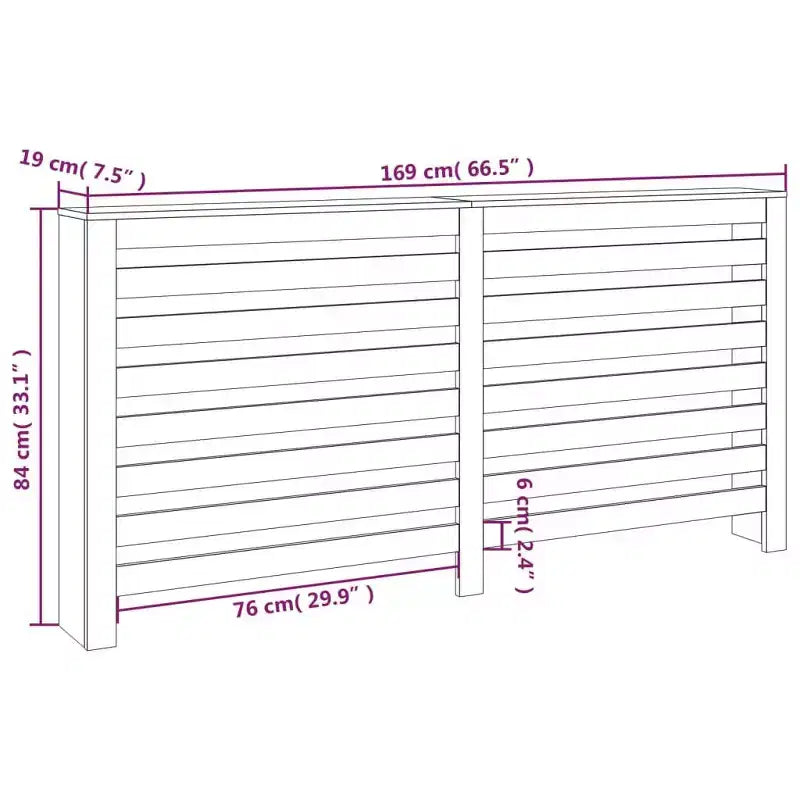 Copritermosifone - Scaffale Decorativo in Legno Massello di Pino Bianco con Design a Doghe Moderne, Dimensioni 66.5x7.5x33.1